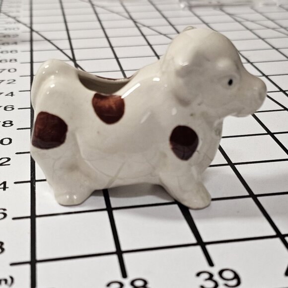 Vintage Ceramic Cow Toothpick Holder White With Brown Spots Made In Japan - Picture 6 of 7